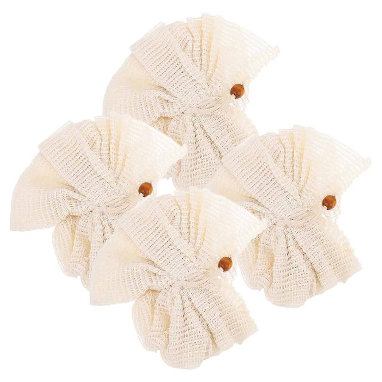 4pcs Bath Loofah Shower Puff Soft Body Exfoliator with Rich Foam and Quick Drying Loop
