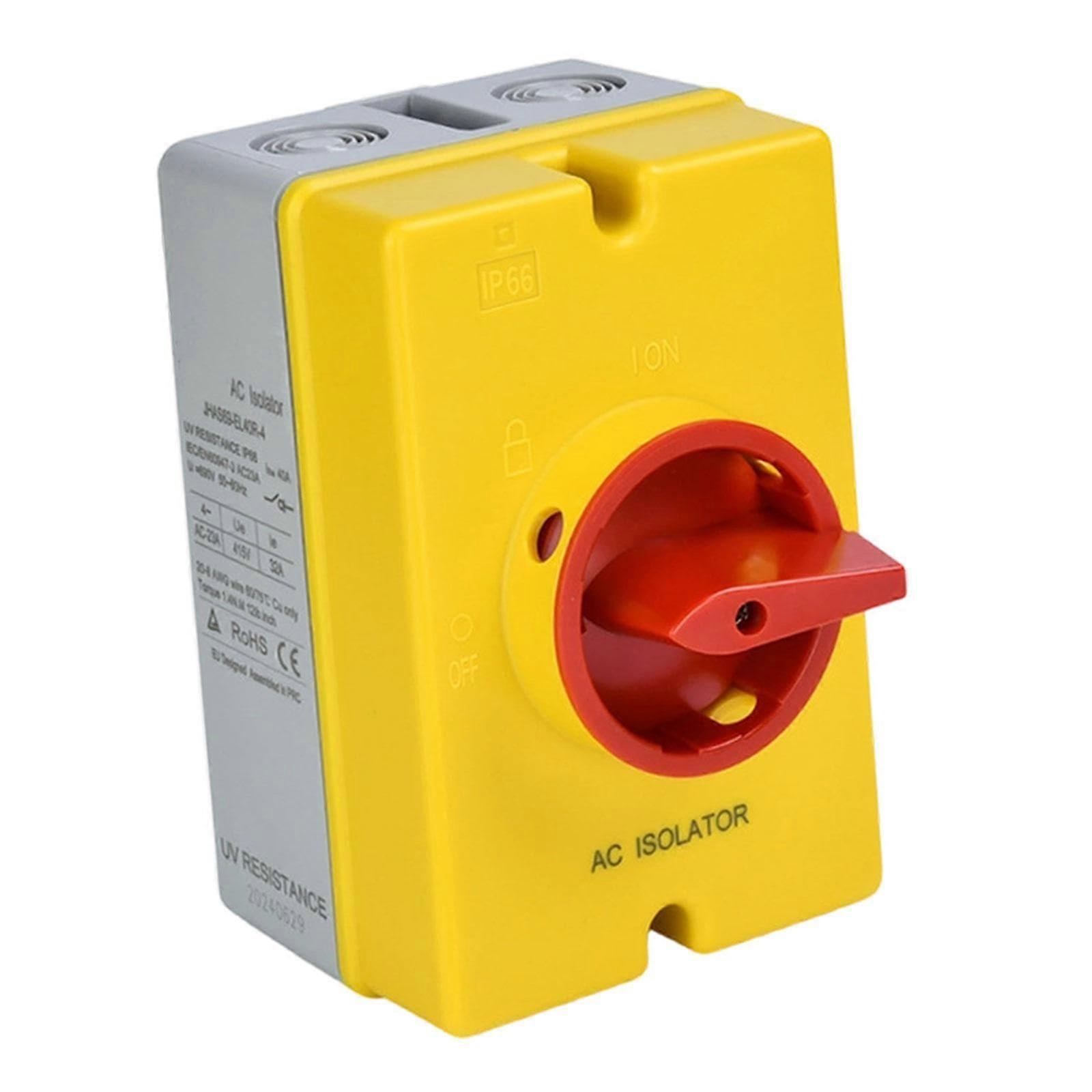 Disconnect Switch 4 Pole 32A IP66 Waterproof Isolator for Emergency Shutdown and Outdoor Use