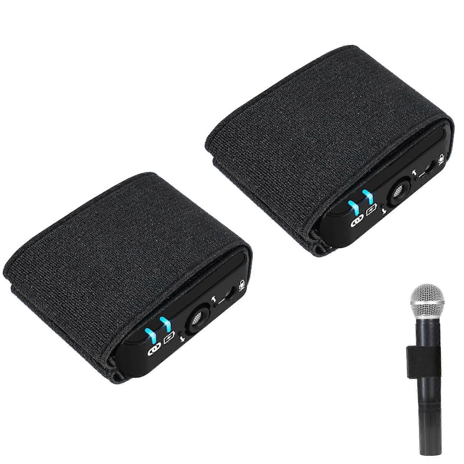 Microphone Holder with Elastic Dual Compartment for Handheld Mics, Compatible with RODE Wireless Go, 2 Pack
