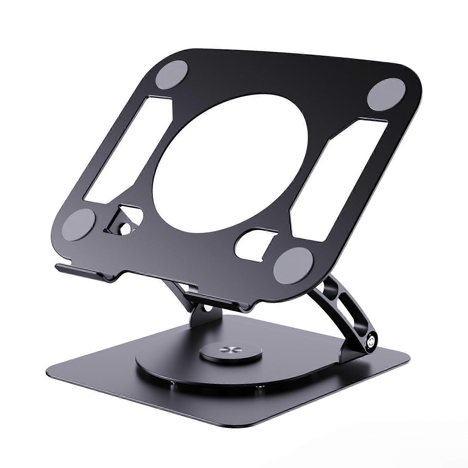Laptop Stand with Cooling Pad, 360° Rotating, Adjustable Height, AntiSlip Base, Black