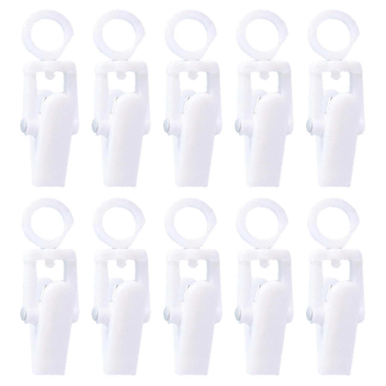 10Pcs Rotating Hanging Clips Windproof Secure Grip for Towels Curtains Hats Socks White