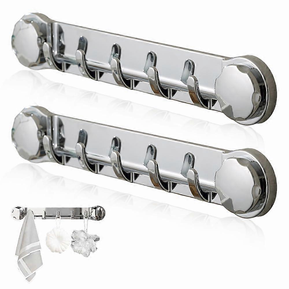 2PCS Bathroom Wall Hooks with Suction Cup, Tool Installation MultiHook Towel Holder for Kitchen and Shower