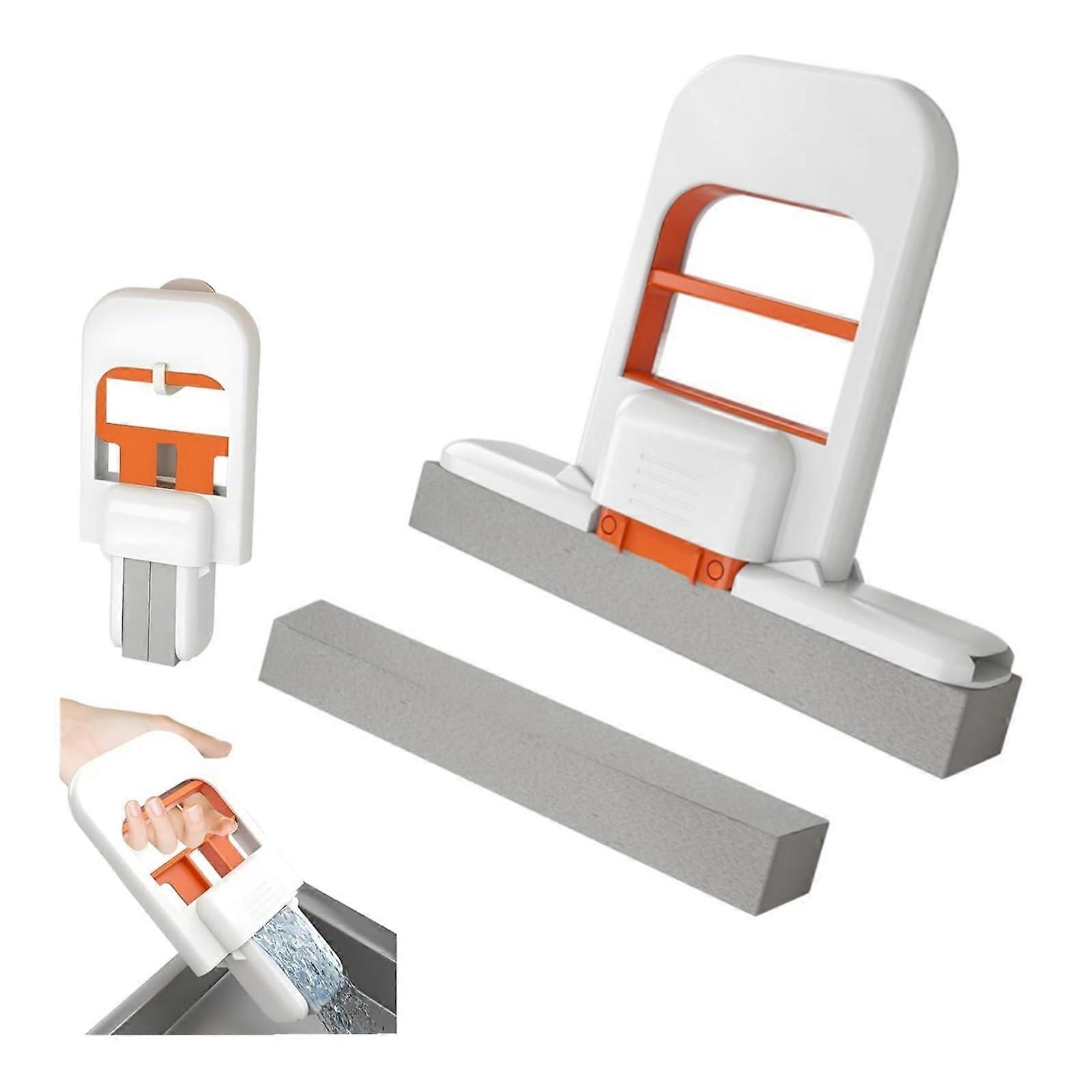 Mini Foldable Desk Mop with  Absorbency, OneHand Squeeze for Kitchen, Bathroom, Car Cleaning