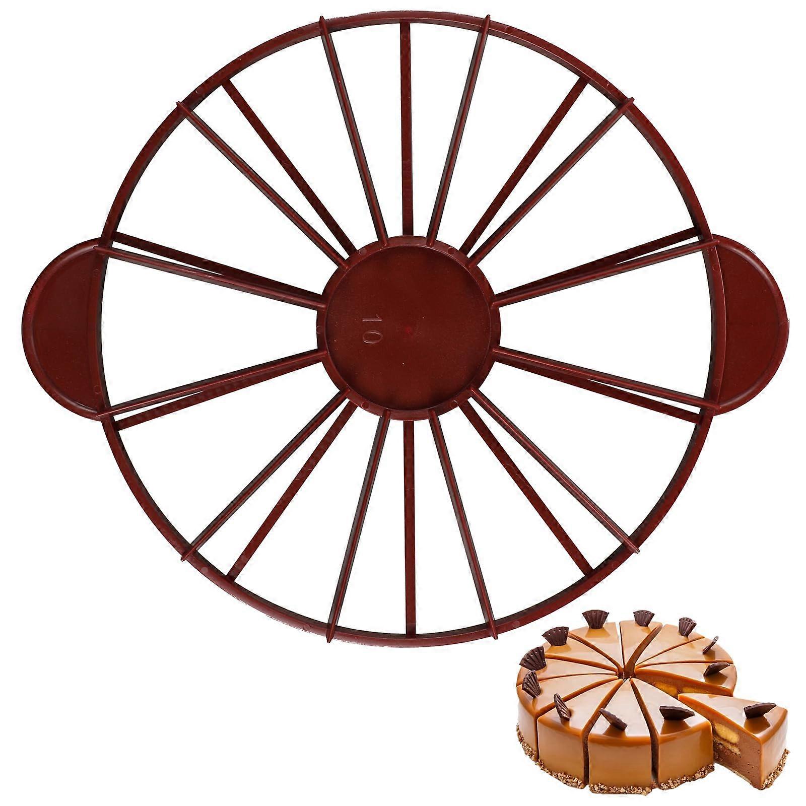 Cake Slicer with Ergonomic Handle, Double Sided 10 and 12 Portion Cake Divider Tool, Brown
