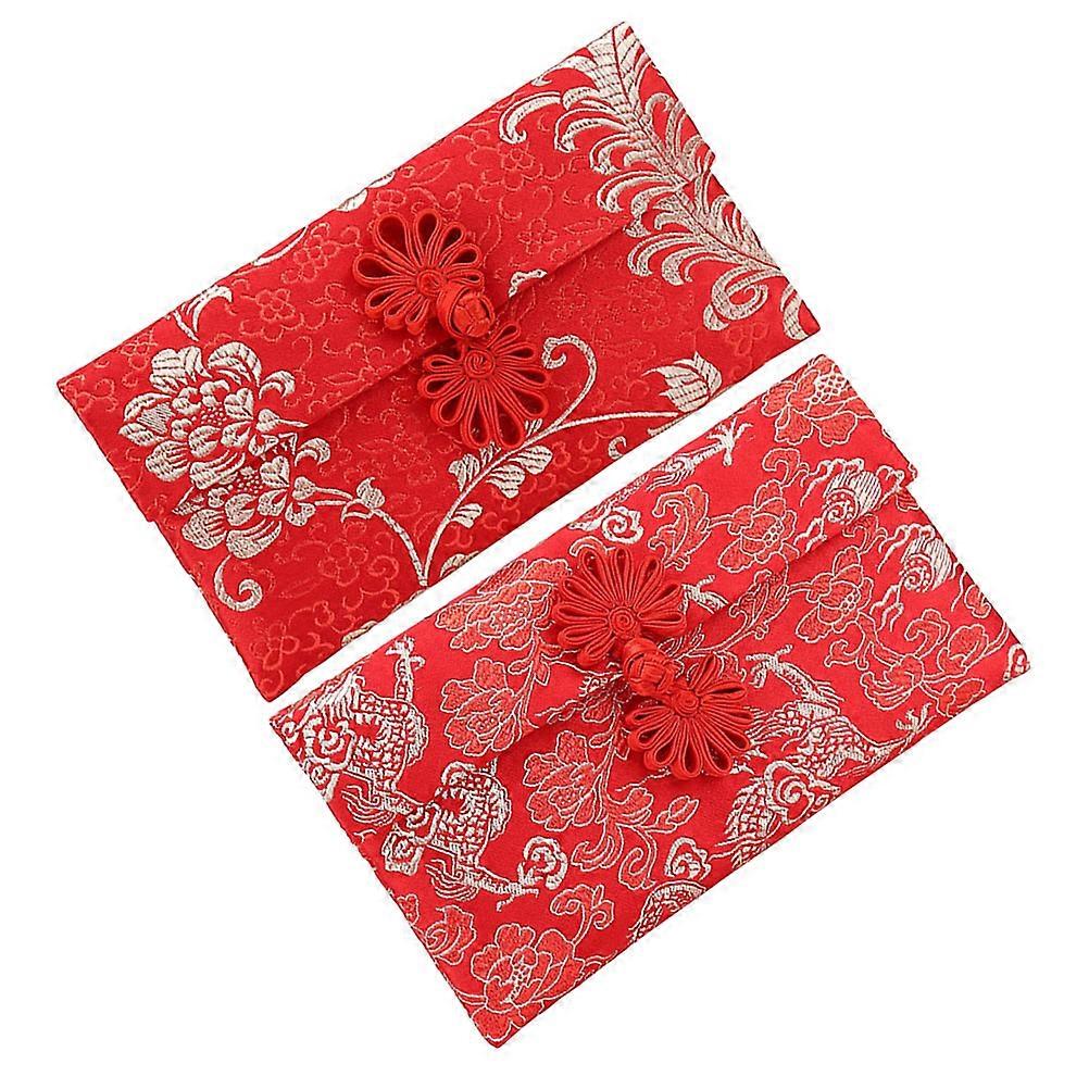 Chic Red Envelope Brocade Packet for Storage 2Pcs Wedding Embroidered Red Packet