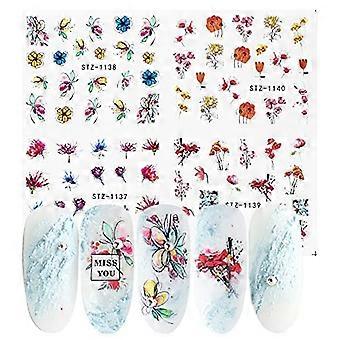 4PCS Summer Nail Art Stickers Water Transfer Decals for DIY ReadytoUse Nail Decoration STZ11371140