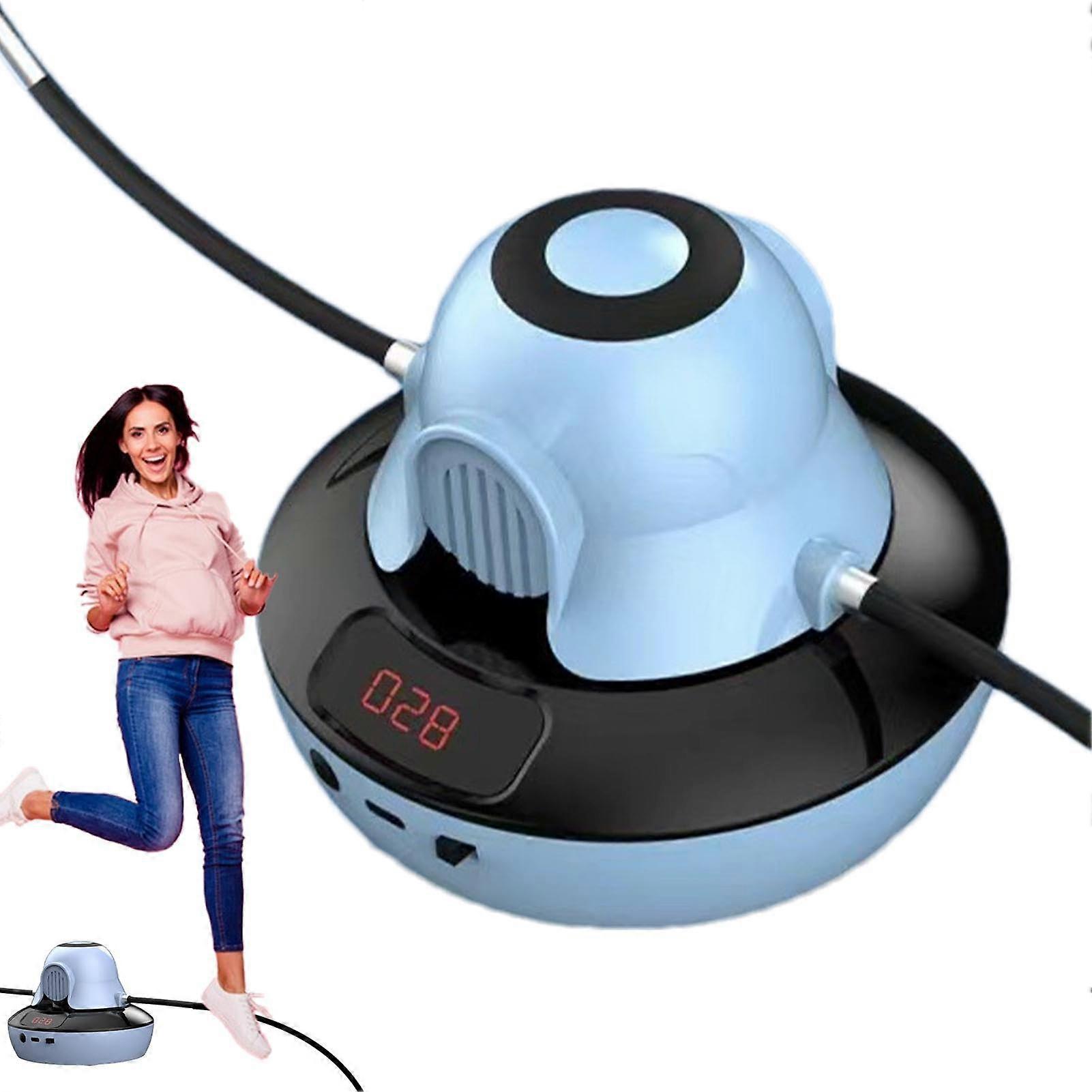 Smart Skipping Rope with Counter, 10 Adjustable Speeds, Remote Control, Quiet Indoor Training, Blue