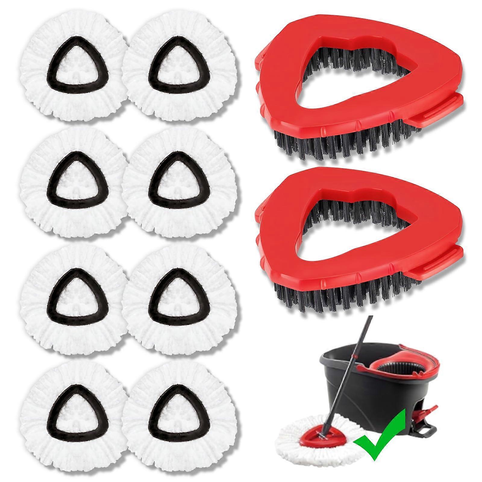 10Pack Mop Head Replacement Set for OCedar with 8 Microfiber Spin Mop Refills and 2 Scrubber Heads