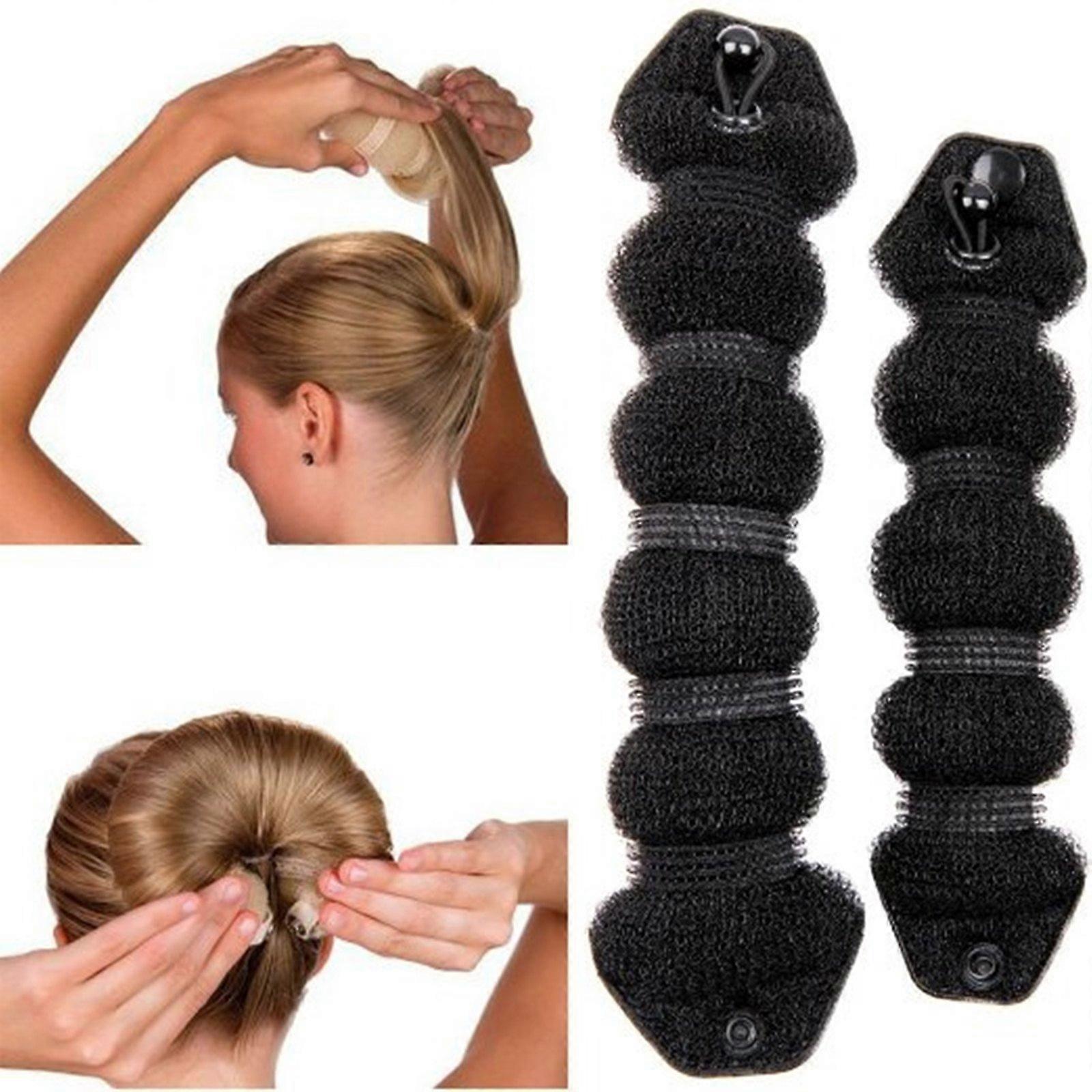 Bun Maker Set with Dual Size Donut Shapers for Fast Easy Chignon Styling, Black