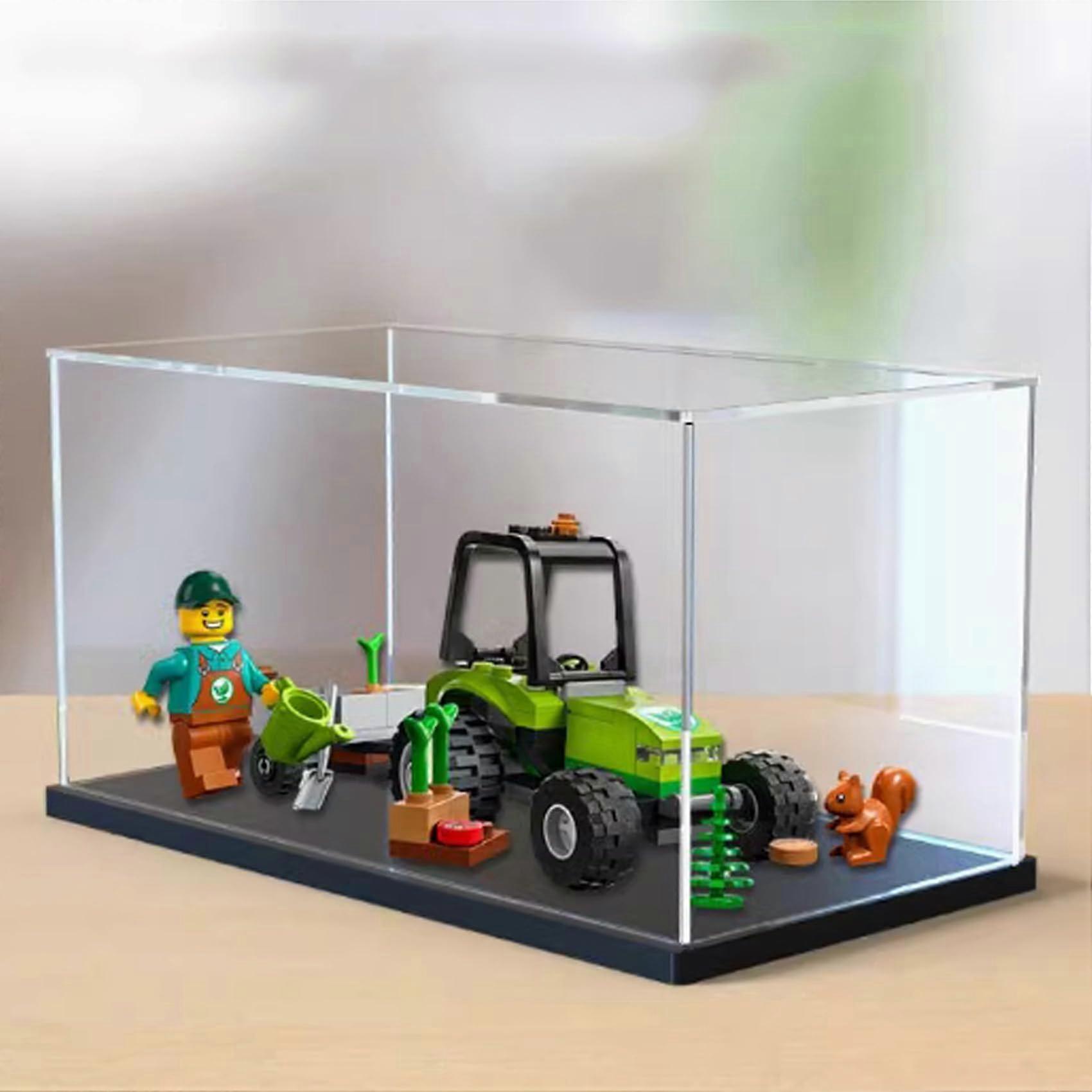 Crystal Clear Acrylic Display Case for  60390 Tractor, Dustproof Showcase with Elegant Black Base