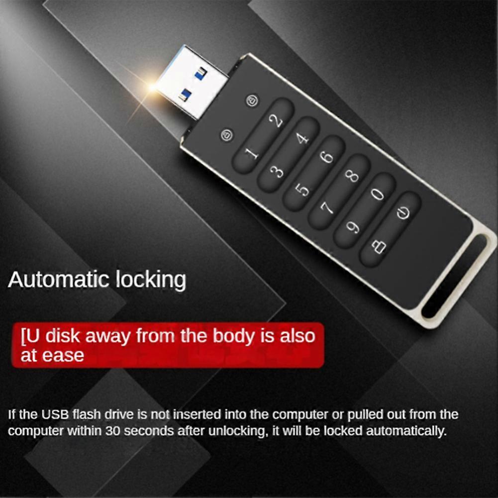 Secure USB Drive, 32GB Encrypted USB Flash Drive Hardware Password Memory Stick with Keypad USB 3.0 Disk Flash Black