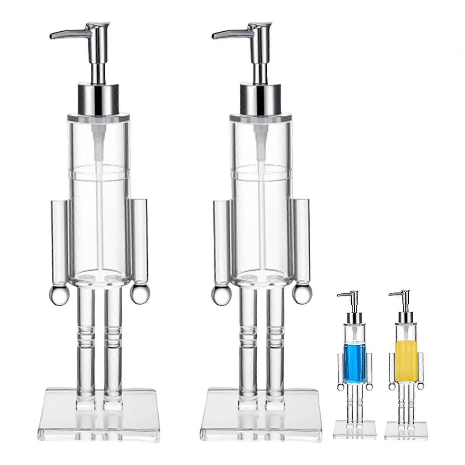 Nutcracker Soap Dispenser Set 2 Pack Clear Acrylic Christmas Pump Bottles for Kitchen or Bathroom