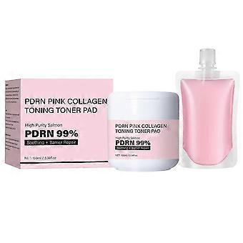 Lachsfarbene PDRN Pink Collagen Toning Toner Pads | PDRN Pink Glow Toner zur Stärkung und Beruhigung der Haut, Niacinamid, Retinol | Ausstrahlung und ungleichmäßiger Hautton