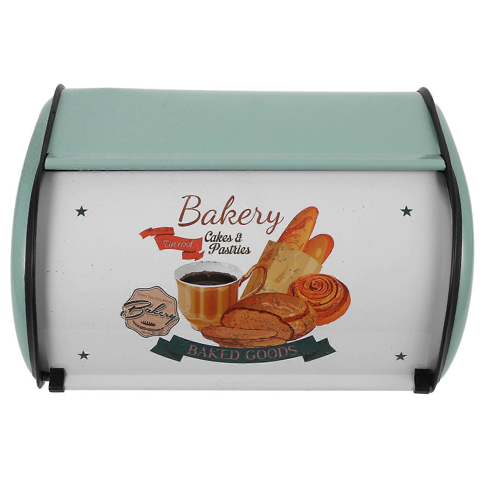Sky-Blue Metal Bread Box for Household Storage Iron Holder