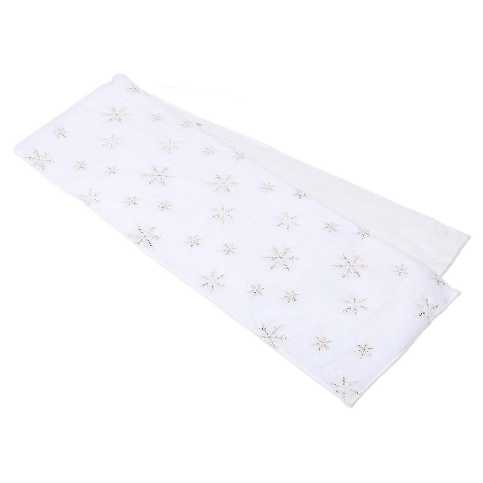 Plush Holiday Table Runner for Indoor Dining Table Decoration Snowflake