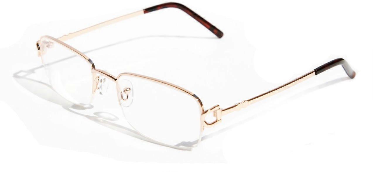 Gold 1.25x Rectangular Half Rim Reading Glasses with AntiReflective Coating for Closeup Tasks