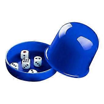 Blue,Plastic Poker Dice Cup Set with 5 Dices Shaking Cup Drinking Board Game Dice Box Red-jianc