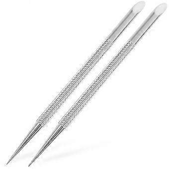 2pcs Cuticle Pusher Nail Polish Remover Stainless Steel Manicure Tool Nail Art Care Tool