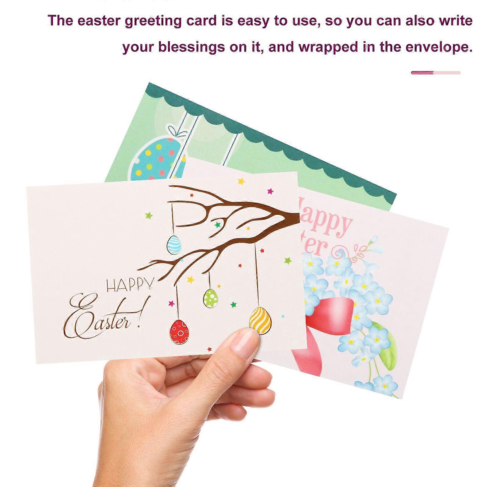 2 Sets Happy Easter Greeting Cards Easter Theme Blessing Card Greeting Card with Envelope