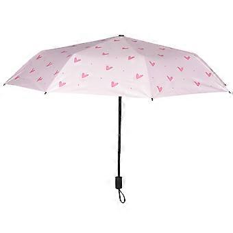Strandparasoll med hjertemønster, solskjerm, slitesterk, praktisk, UV-bestandig, for kvinner, rosa, 100x68cm, regnværsdager, 1-pakning