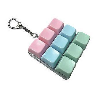 Pocket Sized Keypad Stress Press Toy with Keychain Hook Colored 9 Key Press Button For Adults Student Daily Relaxation  Pink