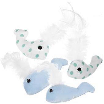 Peluche Baleine pour Chat, 4 Jouets à Mâcher Interactifs, Ensemble de Jeu pour Chatons, Couleurs Assorties