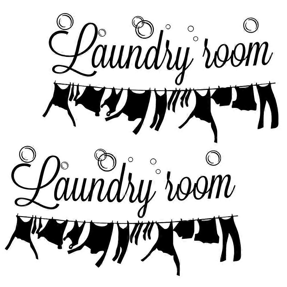 2pcs Creative Laundry Room Wallpaper Removable Bathroom Background Wall Sticker