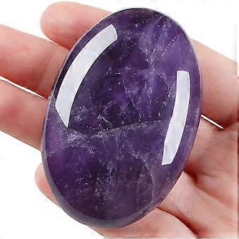 Amethyst 2.4" Large Palm Stone Healing Crystals Natural Gemstones Calming Effects Energy Balancing Reiki Polished Worry Stone Cleansing Protection An
