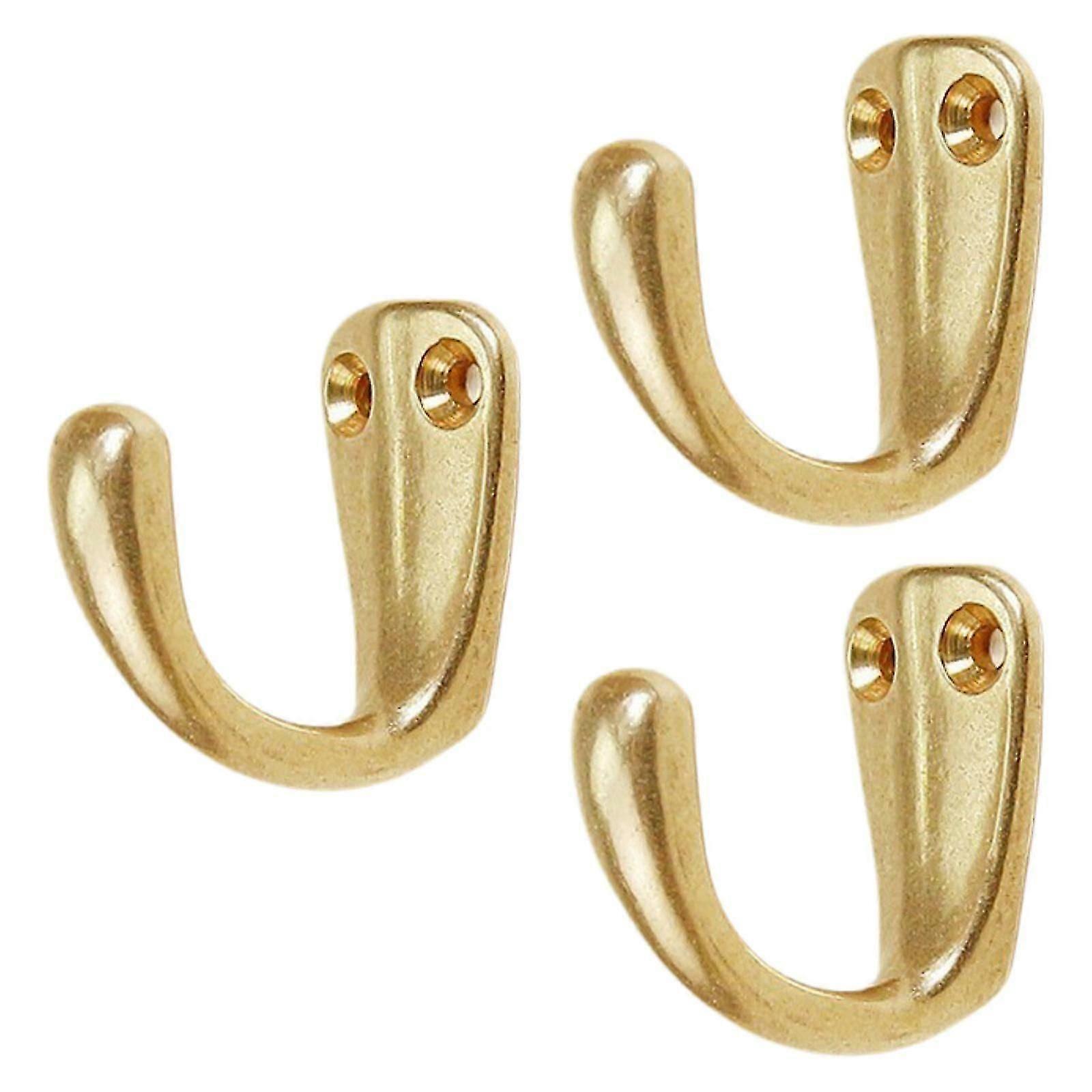 3Pcs Multi Purpose Hooks Brass Versatile Clothes Hooks Coat Hooks Wall Mount Bronze [MI]