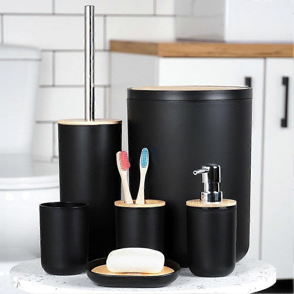 Black bathroom set, 6 pieces