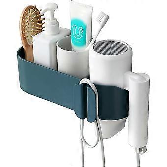 Wall-mounted hair dryer rack, storage box,non-percompatible withated,waterproof,strong adhesion blue