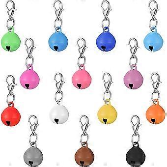 Conjunto de 14 sinos para cães e gatos, pequenos sinos coloridos com fecho, sino redondo com som alto e nítido, acessórios para coleira de animais de estimação.