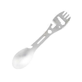 5-in-1 Multifunctional Camping Cutlery Corrosion Resistant Compact Portable Stainless Steel Fork Spoon Bottle Can Opener Camping Supplies