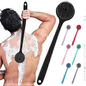 Doppelseitige Duschbürste aus Silikon – Rückenschrubber mit langem Griff für Peeling und Massage