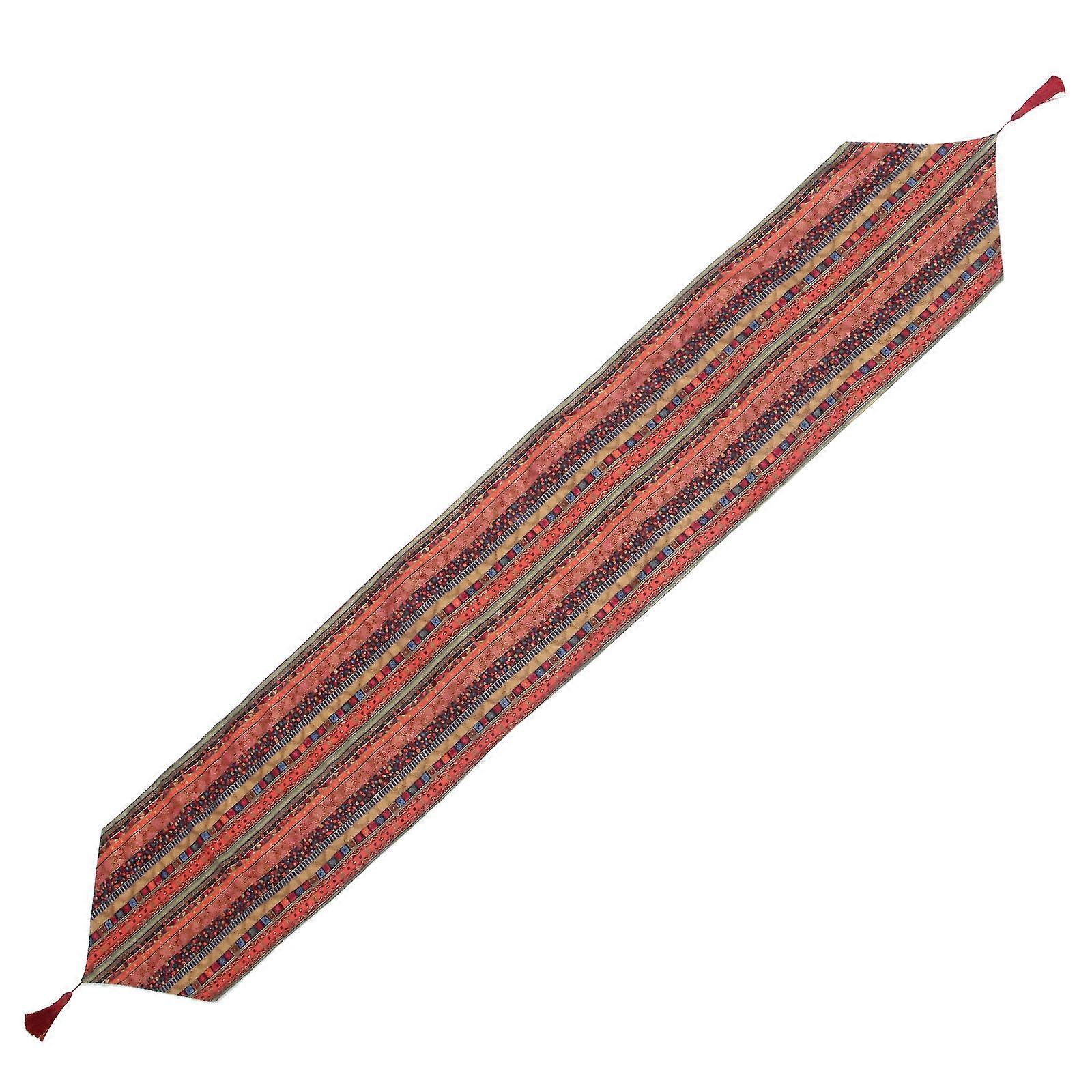 Cotton Linen Table Runner for Decor with Southeast Pattern 1Pcs