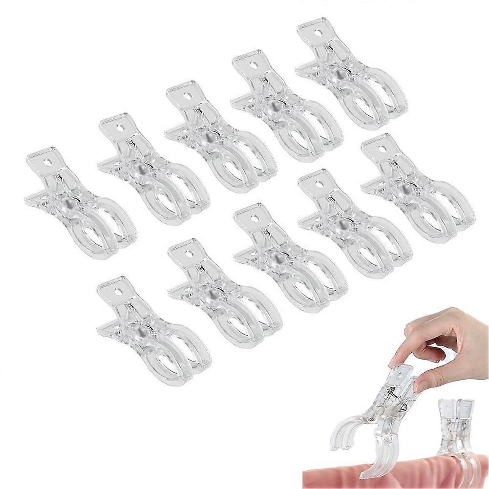 10pcs Large Clothespin Windproof Plastic Laundry Clips Clear