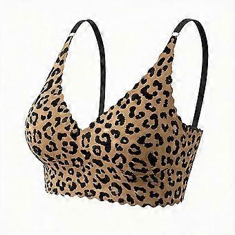 Leopard Print Seamless Suspender Underwear V Neck Slim Strap Back Shaping Sexy Lingerie Set