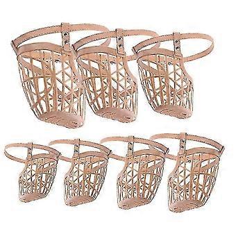 1 Set Of 7pcs Plastic Basket Dog Muzzle With Adjustable Pu Leather Strap Fashion Dog Mouth Cover Ant