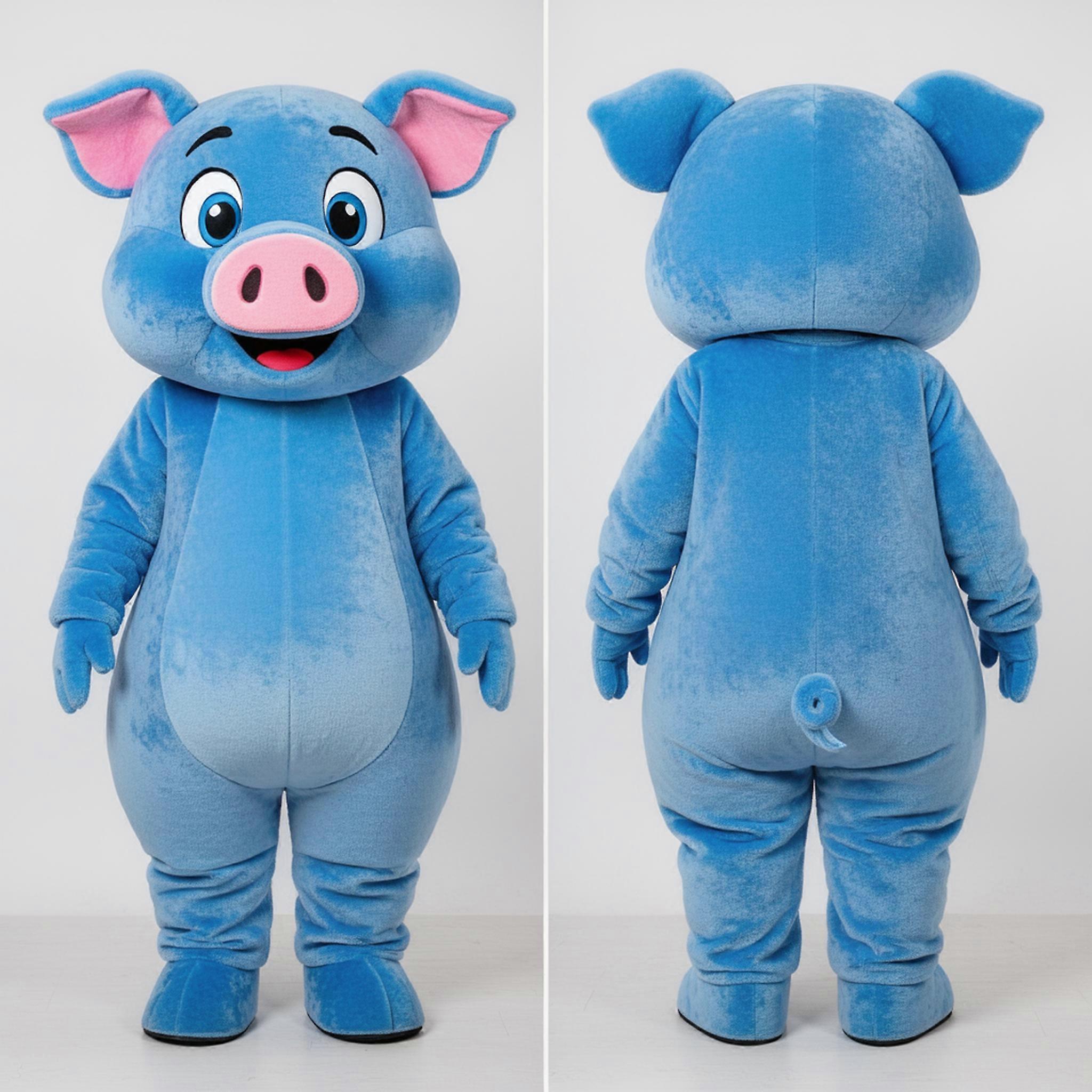 MASTICOT Azure Blue Rounded Pig Mascot