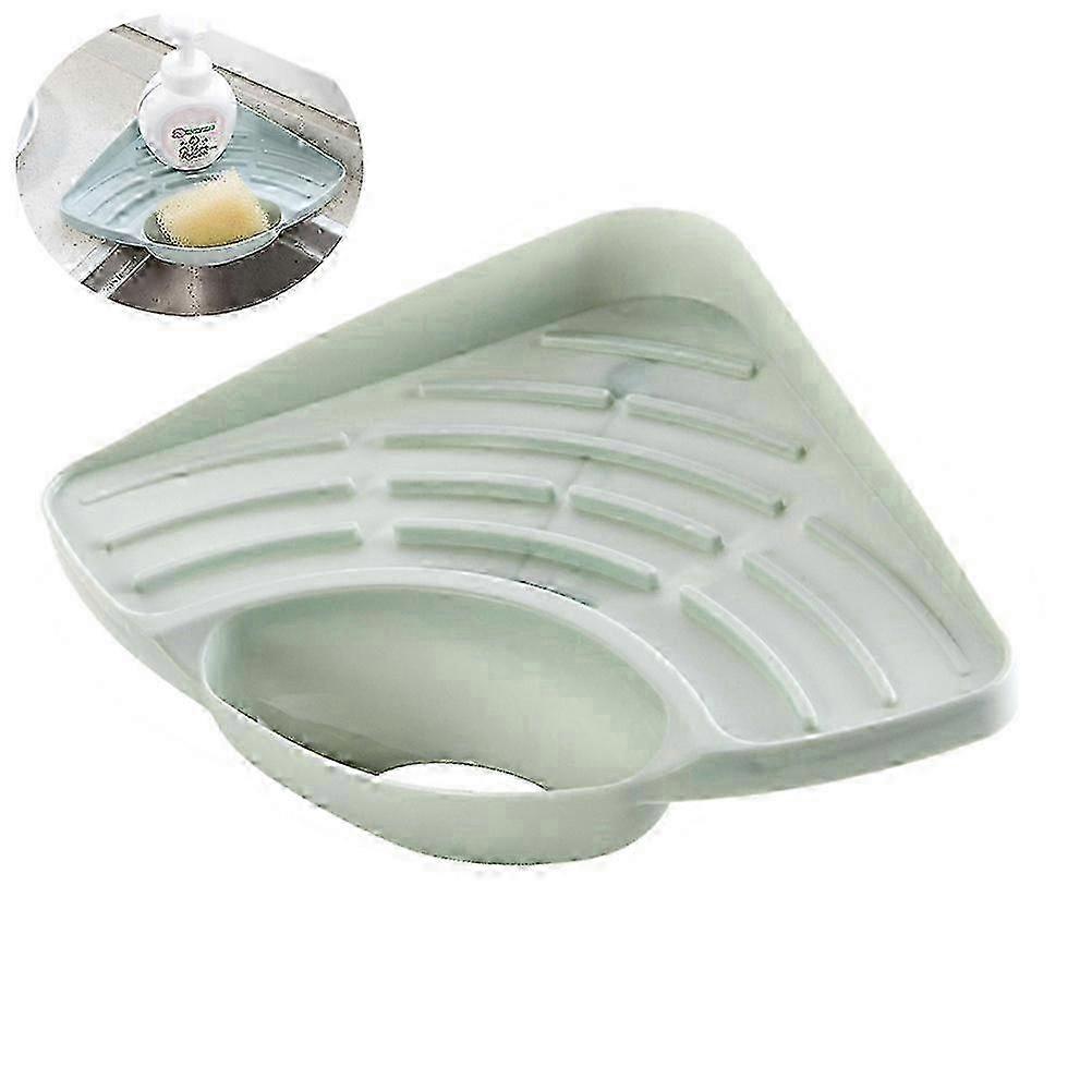 Triangle Plastic Kitchen Sink Sponge Holder Storage Rack Organizer 2pcs (Random Color)