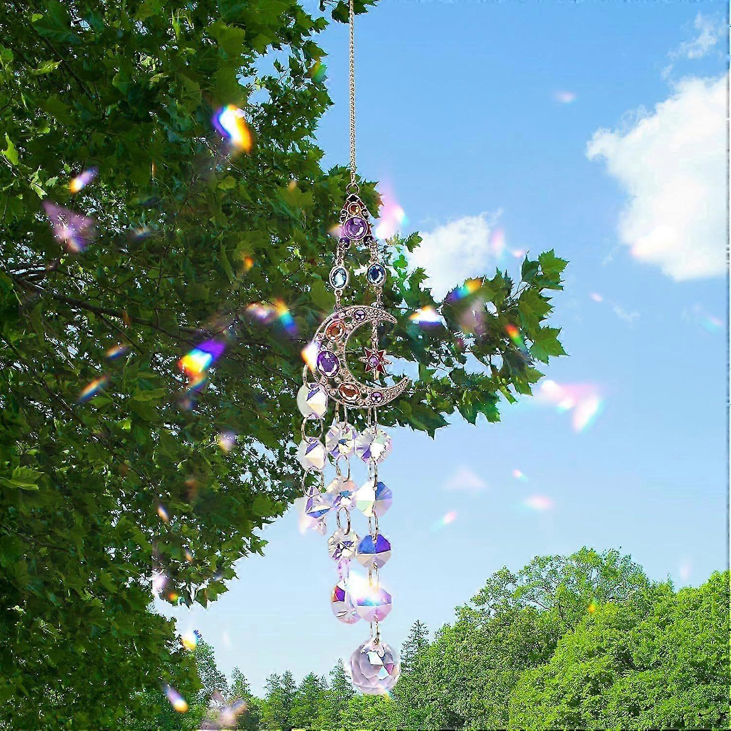 Flame Moon Crystal Suncatcher