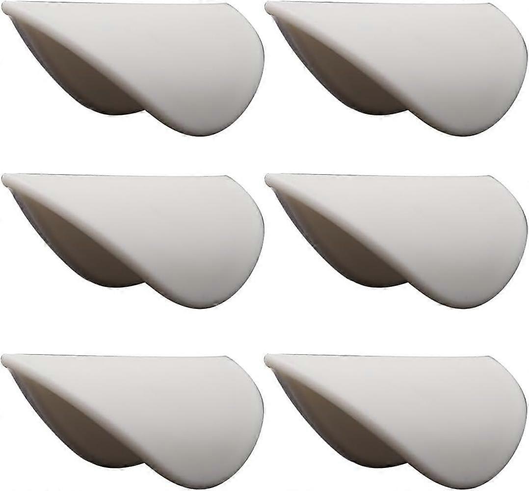 6PCS White Self-Stick Instant Cabinet Handle Pulls Drawer Pull Helper Cabinet Knobs Without Drilling Semi-Circular Vanity Handles