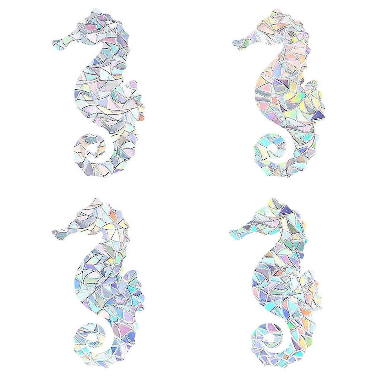 Reusable Static Window Decals Seahorse Pattern Rainbows