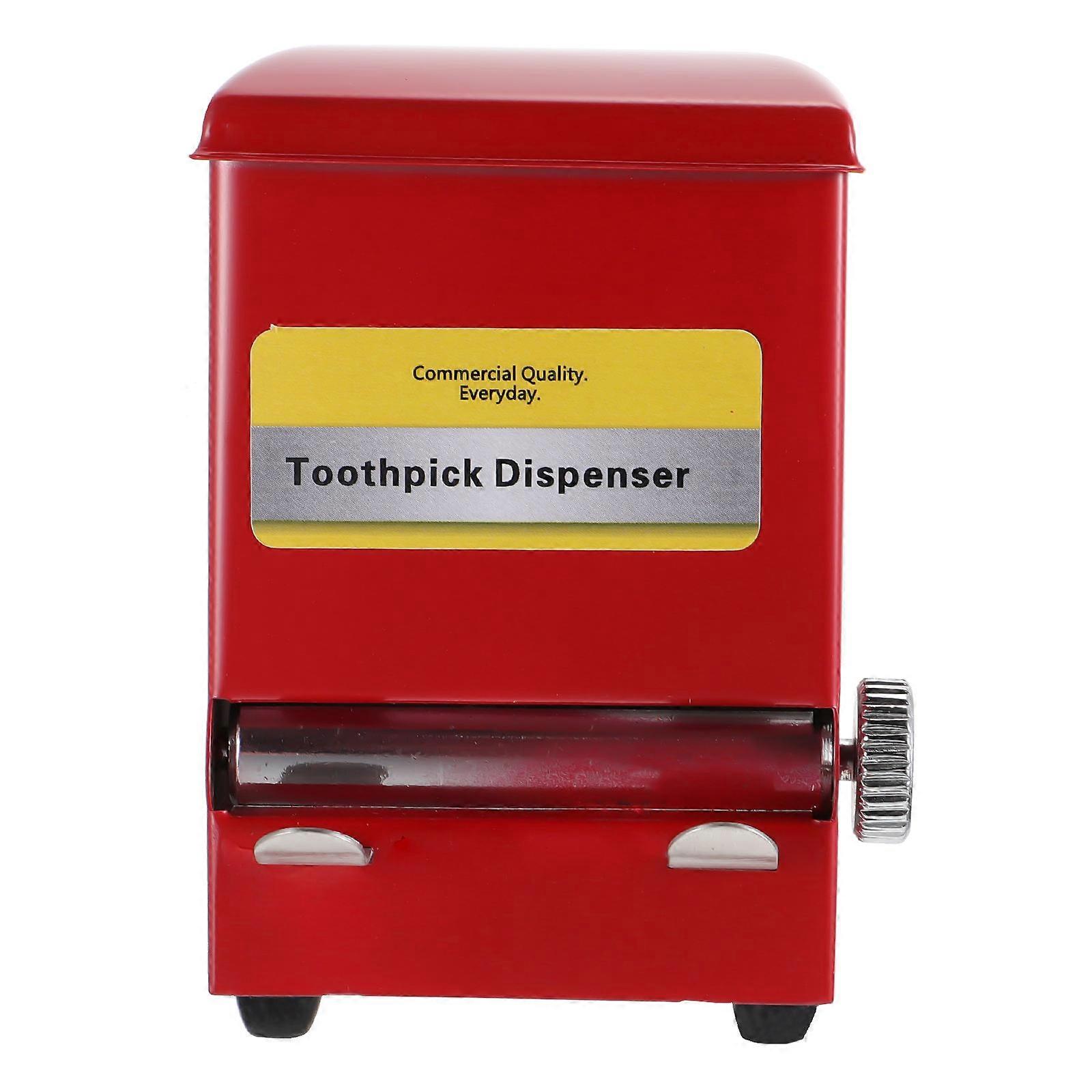 Toothpicks Holder Sealed Cover Square Shape Red Color Dining Table 1Set