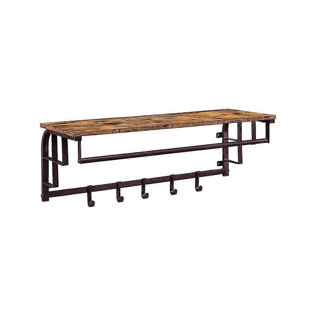 Wall-Mounted Coat Rack with Hanging Rod and Storage Shelf