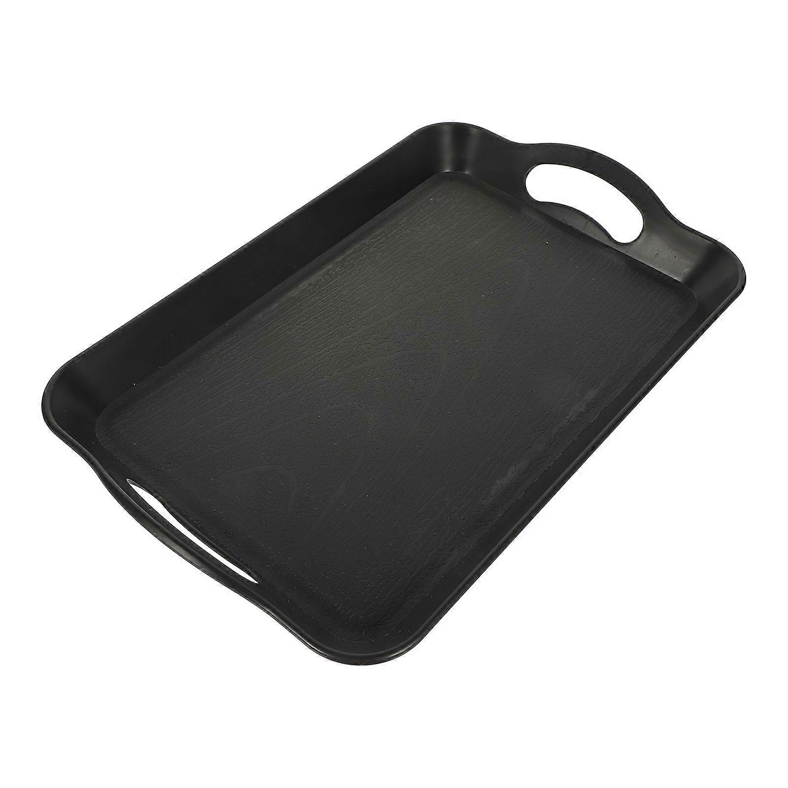 Black Food Serving Tray for Storage with Handles