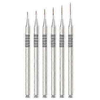 6Pcs/Set Nail Art Liner Brushes Set Anti-slip Nylon Fine Drawing Dotting Tool for Exquisite Nail Designs