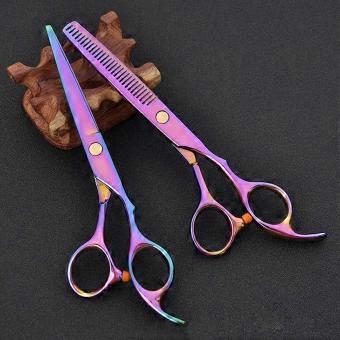 Hair Cutting Scissors Set, 2pcs Japanese Stainless Steel Shears with Sharp Blades and Comfort Grip, Colorful Finish