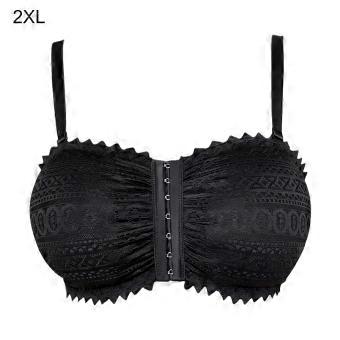 1-5 Pcs ZERILUNA Sexy Women Lace Bra with Front Closure Breathable Push Up Brassiere - Black 2XL