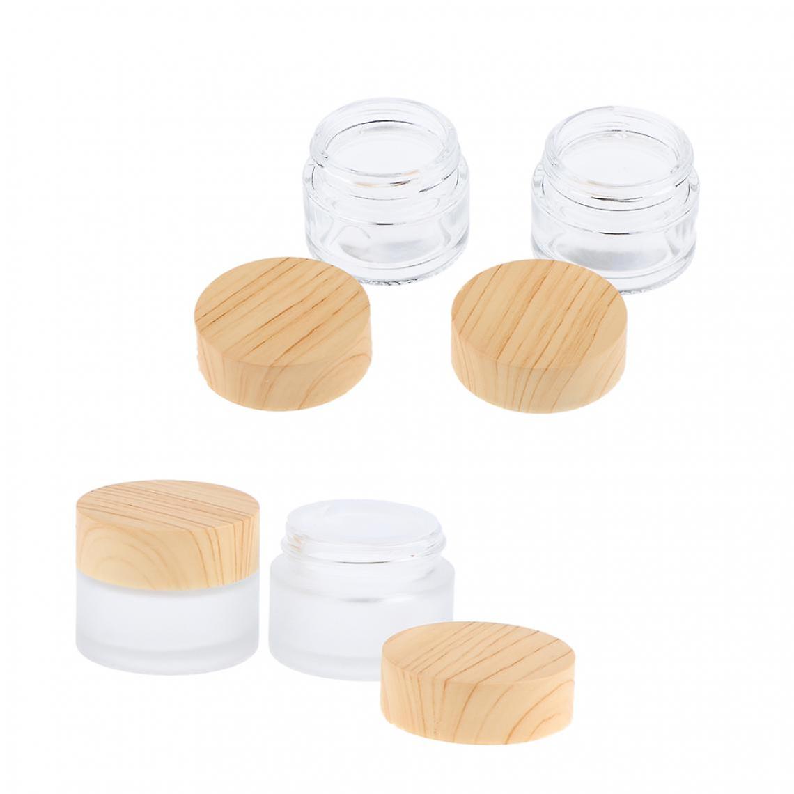 4pcs Glass Cosmetic Bottle Makeup Jar Jar Cream Lip Balm Containers 15g